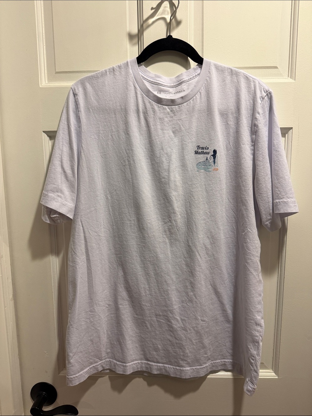 Travis Mathew White Short-Sleeve Tee with Small Surf Graphic